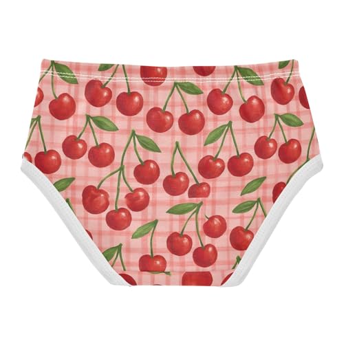 Red Cherry Pink Plaid Panties Little Girl Girls Underwear Toddler Cotton Animal Kids Briefs Undies 2t2