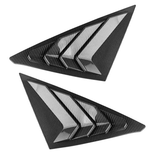 Image of Thenice for 11th Gen Civic Racing Style Rear Side Window Louvers Air Vent Scoop Shades Cover Blinds Compatible with Honda Civic Hatchabck Type R 2022 2023 2024 -Carbon Fiber Texture
