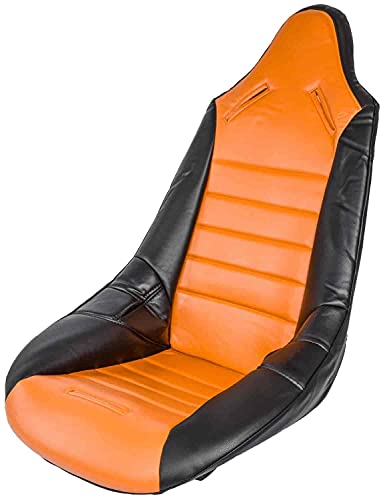 JEGS Pro High Back II Vinyl Seat Cover | Orange With Black Trim | Cover Only, Seat Available Separately | Male Snaps To Attach To Seat Available Separately