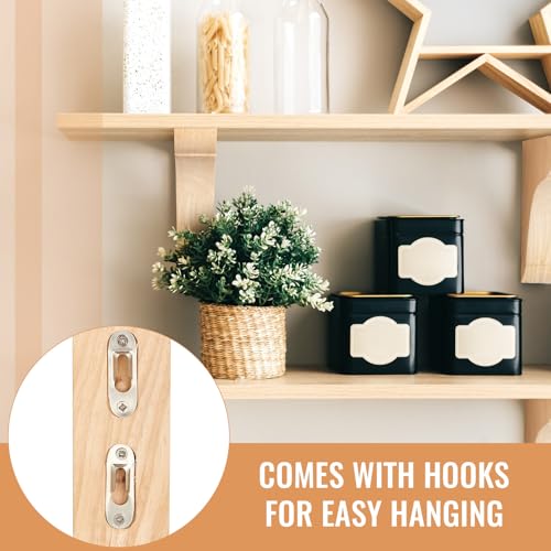 Image of Vercraft 4 Pcs Wood Corbels Wooden Shelf Brackets, Unfinished Paintable Bracket with Hanging Hook for Doorway Countertop Kitchen Cabinet Book Shelves, Rubber Wood (9 x 6-1 /2 x 1-3 /4 Inches)