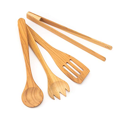 Ribnican Kitchen Küchenhelfer-Set aus Kirschholz (Löffel, Küchenhelfer, Grillzange, Gabel) Cover