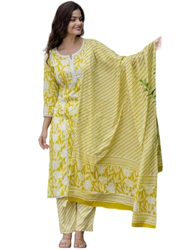 Image of PARTHVI Women Straight Floral Printed Kurta and Pant Set with Dupatta | Ethnic Set | Dupatta Set | Suit Set | Kurta Set | Wedding Suit Set