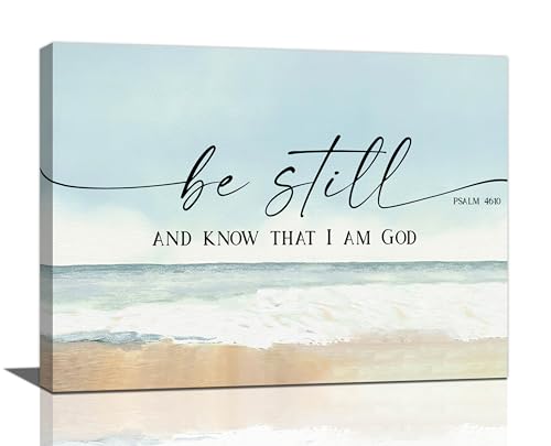 Large Christian Wall Art Be Still and Know That I Am God Pictures Wall Decor Bible Verse Psalm Canvas Painting Print Modern Home Decor Artworks Framed for Living Room Bathroom Master Bedroom 16x12