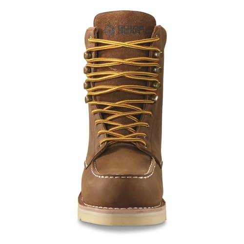 Guide Gear 8” Wedge Moc Toe Work Boots for Men, Leather Construction Mid-High Shoes, Moisture-Wicking Lining 5