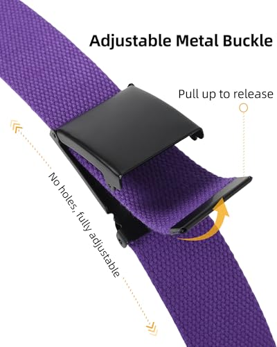 Image of Mile High Life Cut To Fit Canvas Web Belt Size Up to 52 inch with Flip-Top Solid Black Military Buckle