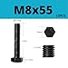 AOTXSHNO M8 x 55mm Hex Head Screws Bolts, 8.8 Grade Carbon Steel, Black Oxide Finish, Full Machine Thread, Right Hand External Hex Drive for Industrial & DIY, 10Pcs