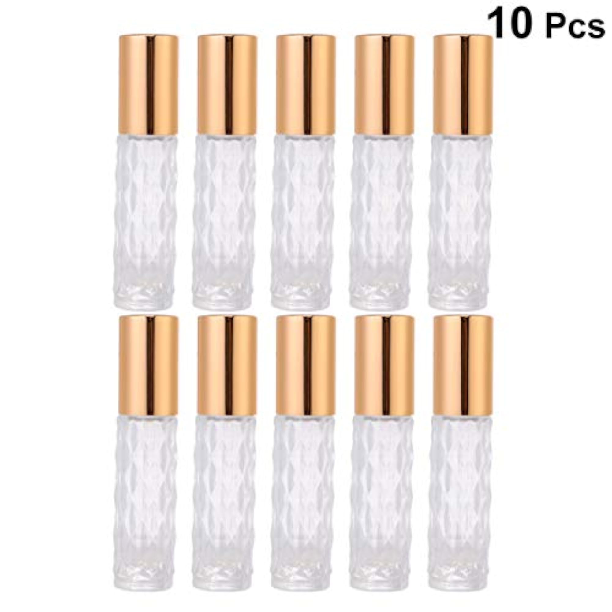 10pcs Glass Essential Oil Roller Bottles Refillable 6ml