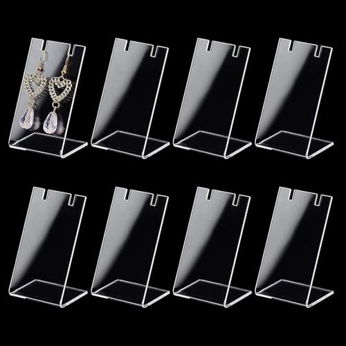 Image of Earrings Holder Acrylic Jewelry Display Rack Stud Earring Organizer for Woman Jewelry (10pcs L-Shape transparent Pack of 10)