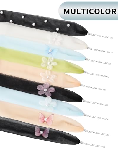 Choker Necklace for Women, Tulle Sheer Pearl Neck Scarf Light Soft Fashion Scarves Neckerchief2