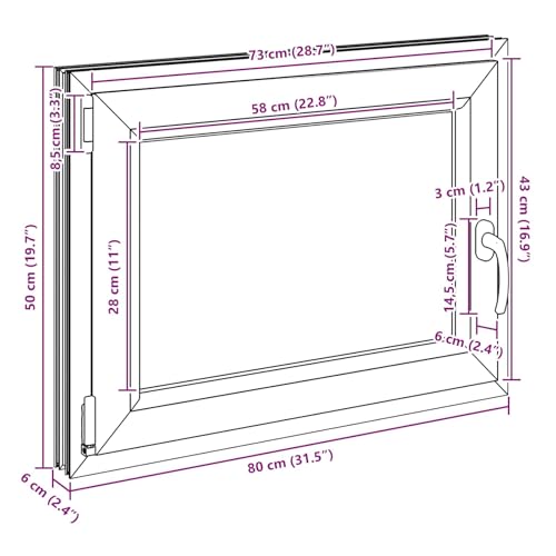 Fenêtre de sous-sol RISOR 80 x 50 cm en PVC anthracite et double vitrage isolant - 4