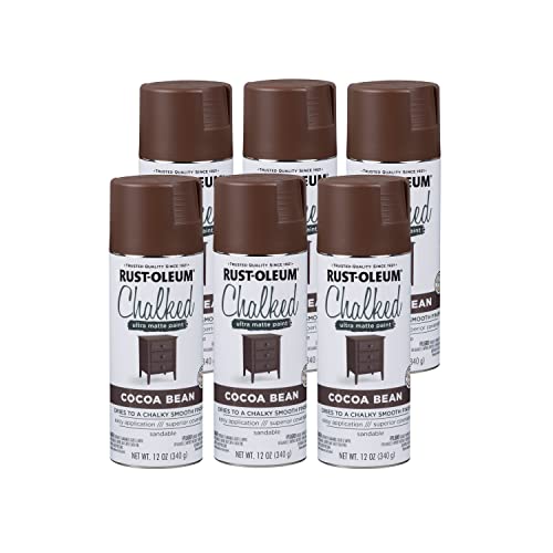 Image of Rust-Oleum Cocoa Bean Chalked All-in-One Ultra Matte Spray Paint | One Coat Coverage | No Primer, Sanding, Or Topcoat Needed | Easy Spray Application | Made in USA | 12 OZ | 6 Pack