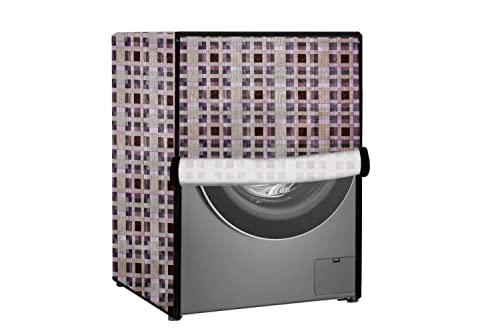 Image of Stylista Waterproof Front Load Washing Machine Cover Compatible for Haier 8 kg, Mosaic Pattern Magenta