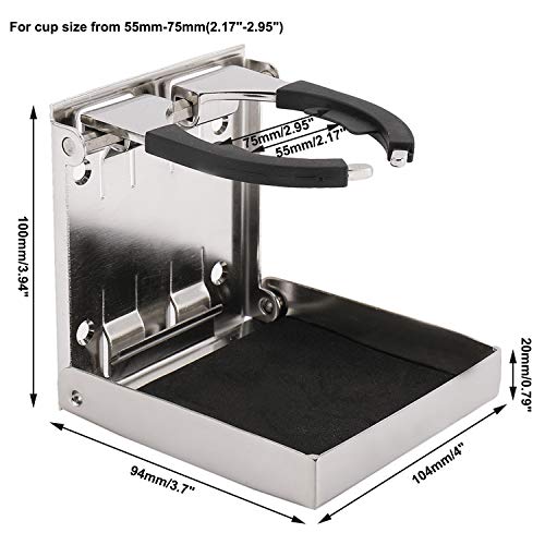 Dasmarine 1 Pc Stainless Steel Adjustable Folding Down Drink Holder Cup Holder For Marine/Boat/Caravan/Car (1 Pc) #TOP1