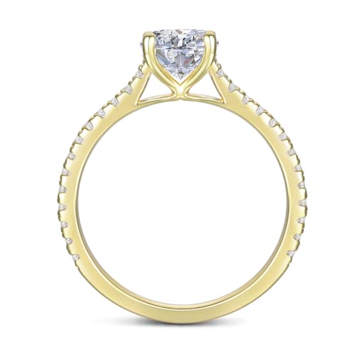 1.0 CT Round Brilliant Cut Moissanite Engagement Rings 14K Gold Promise Rings3