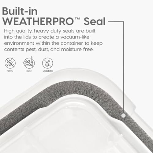 Image of IRIS USA WeatherPro 74 Qt Storage Bins with Lids, 4 Pack, BPA-Free Plastic Gasket Box with Tight Latch and Seal, Stackable Nestable Tote Tub - Clear /Black