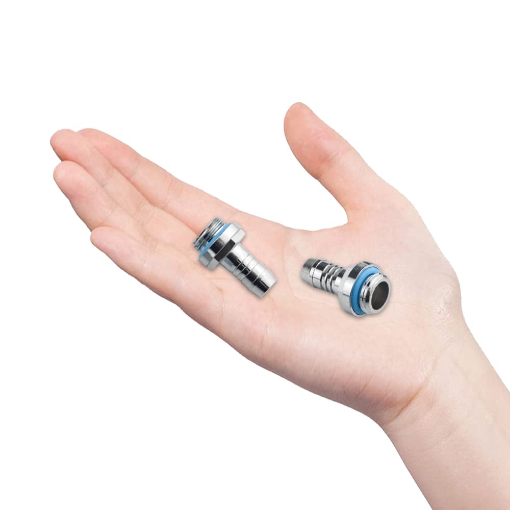 Silver Chrome G1 Water Cooling Fittings - 4 to 3 Barb -4