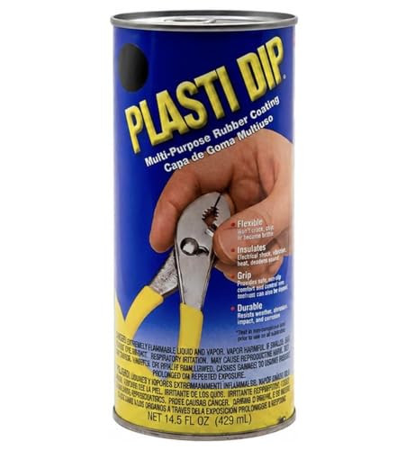 Plasti Dip Black Original Dip Can 14.5 fl oz Peelable Multi-Purpose Rubber Coating for Tool Handles Grips Household Items Auto Parts & DIY Projects Flexible Durable Removable Finish