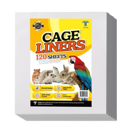 Image of T TORTO9 Bird Cage Liner - 120 Paper Sheets, 14 inch x 15 inch, 1.7 lb - Ideal for Pet Habitats, Bulk Pack for Long-Lasting Use, Newsprint Texture, Convenient Parcel Packaging