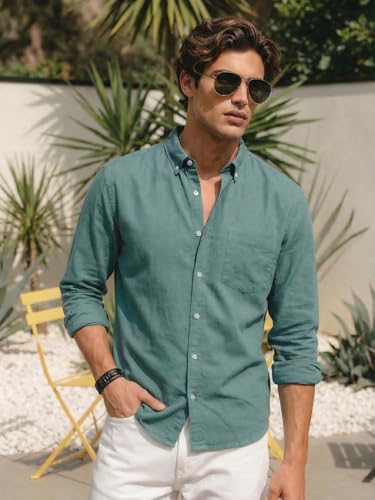 Image of Urbano Fashion Men's Cotton Full Sleeve Regular Fit Solid Oxford Shirt with Button-Down Collar