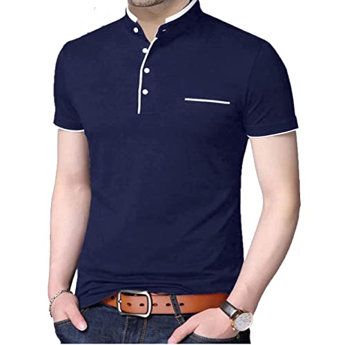 Image of Stylish and Handsome Mandarin Collar Half Sleeves T Shirt for Men Combo (Pack of 1)