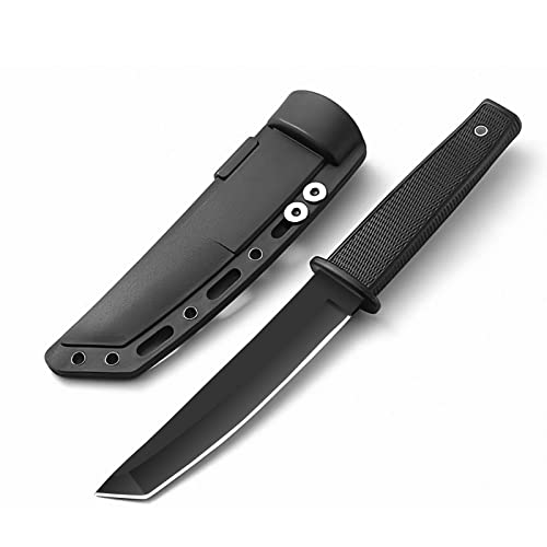 TIMKOSS Outdoor Camping Gürtelmesser Jagdmesser Überlebensmesser Survival Messer Edelstahl 440C, Angel Jagd Camping und Wanderwerkzeug, Gürtelmesser mit Kydex-scheide (Schwarz)