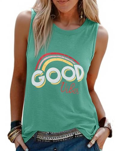 PASUDA Debardeur Femme Été Chic Hauts Ample Col Rond Imprimé T-Shirt sans Manches Elégant Tank Top Tunique Blouse Décontracté Cami Tops Basique...