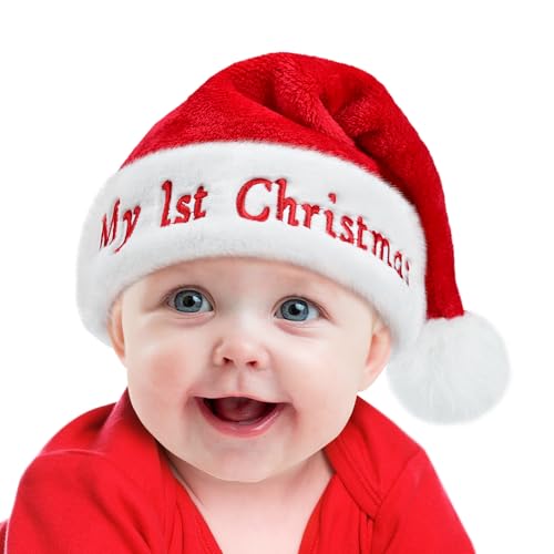 RJVW Baby Santa Hat: Christmas Hat for Infant, Baby Xmas Holiday Hat, Classic Santa Claus Hat for Christmas New Year Party