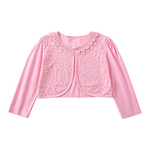 Yealoo Bolero Jäckchen Mädchen Strickjacke Lange Ärmel mit Spitze Kinder Schulterjacke Cover