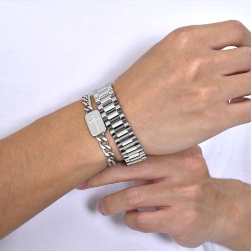 Vnox Silver Cross Bracelets For Men thumb #2