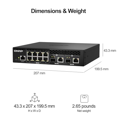 Image of QNAP 10-Port 10GbE Half-Width Rackmount Layer 2 Managed Switch with 2 x 10GbE SFP+ /RJ45 Combo and 8 x 2.5GbE RJ45 Ports (QSW-M2108R-2C-US)
