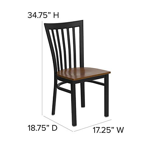 Image of Flash Furniture 4 Pack HERCULES Series Black School House Back Metal Restaurant Chair - Cherry Wood Seat