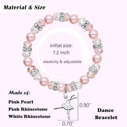 Ballerina Gifts for Girls Shiny Pink Ballerina Bracelet Ballet Dance Jewelry for Dance Lovers Team, Dance Recital Gift for Daughter Niece Dancer Friend Mate3