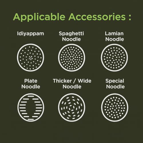 Image of Castor Noodle Pro 450 Cordless Pasta and Idiyappam Maker | 6 in 1 Type-C Rechargeable Handheld Noodle Press | Rust Proof Automatic Pasta and Sausage Filling Machine