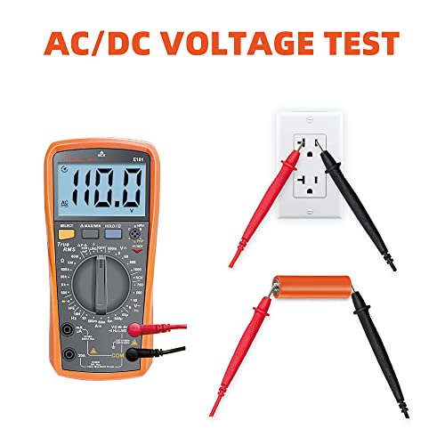 Eaglotest 6000 Counts Trms Digital Multimeter Ac/Dc Voltage & Current Non-Contact Voltage Test Capacitance Frequency Resistance Diodes/Continuity Resistance Transistor Data Hold, Black #TOP3