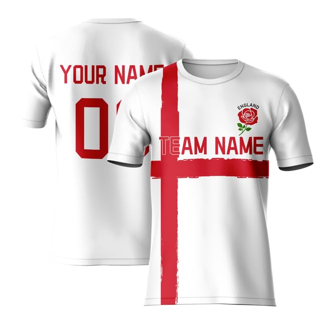 Camiseta personalizada de Inglaterra para hombres, adultos y niños, camiseta de fútbol de Inglaterra con el nombre del equipo personalizado, blanco, 5XL