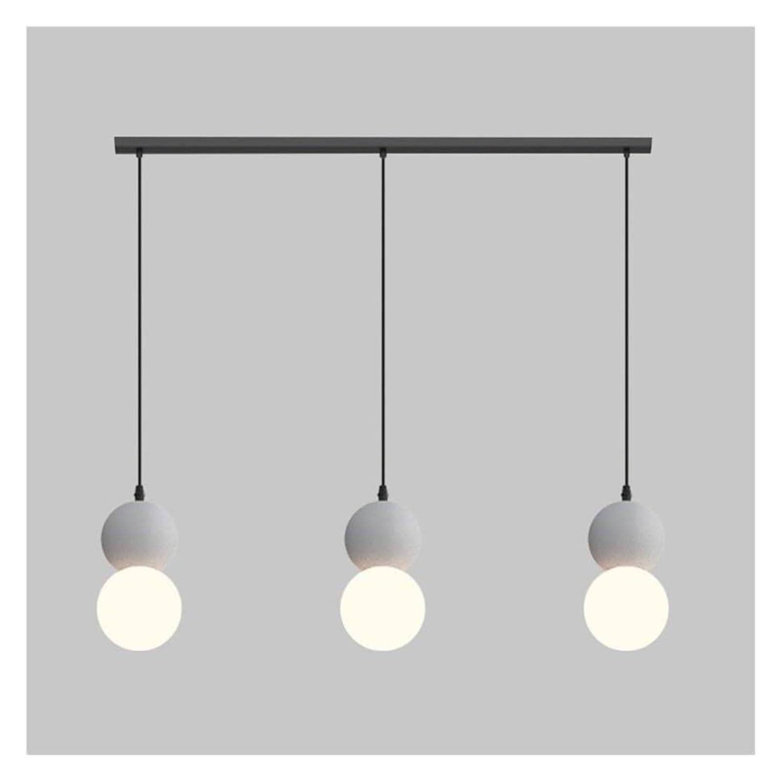 Lampa wisząca Lampa wisząca, betonowe lampy wiszące Biała szklana kula Lampa wisząca Regulowany przewód Wisząca lampa do wyspy kuchennej Sufitowa oprawa oświetleniowa(Gray)