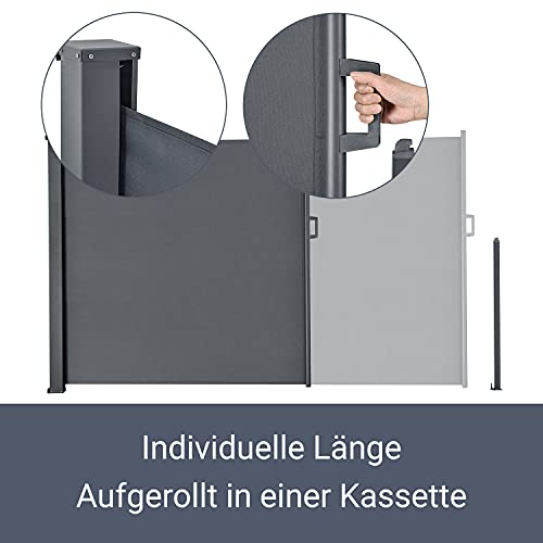 Juskys Seitenmarkise Dubai 200 x 300 cm ausziehbar Blickdicht, Sichtschutz & Windschutz für Balkon & Terrasse… – Bild 5