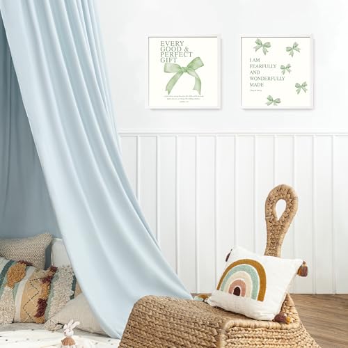 Image of LARTSFRO Coquette Sage Green Bow Wall Art Decor Posters, Sage Green Bow Room Bedroom Bathroom Wall Art Decor Aesthetic for Teen Girls Gifts, Inspirational Bible Verses Bow Wall Decor, 10x10 Inch Set of 4 Bow Pictures Unframed