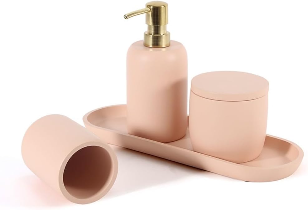 Resin Sanitary Ware 4 Piece Set Tray Lotion Bottle Bathroom Toilet Home Hotel Supplies