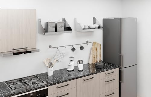 Image of AmGood Stainless Steel Wall Shelf with Side Guards (24 inch Long x 12 inch Deep)