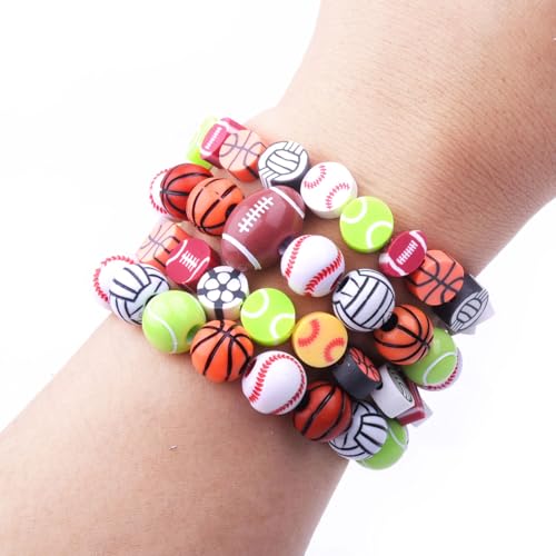 1000PCS Sports Ball Polymer Clay Beads Charms for Friendship Bracelets Making Kit Cute Fun Beads DIY Arts Crafts Birthday Gifts for Kids Girls Baseball Basketball Soccer Rugby Volleyball Football Bead — view 2