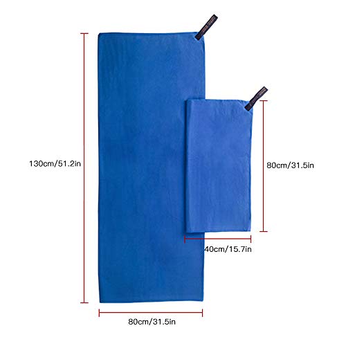 Blusea Conjunto de toalhas de viagem com 2 peças, toalha de banho de microfibra de secagem rápida pa