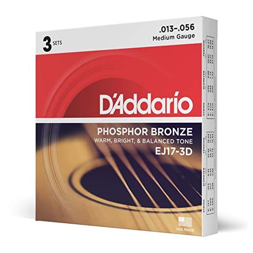 D'Addario EJ17-3D - Juego de cuerdas para guitarra acústica de fósforo/bronce, .013 - .056