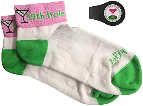 19th Hole Women's Golf Socks With Bling Ball Marker Clip