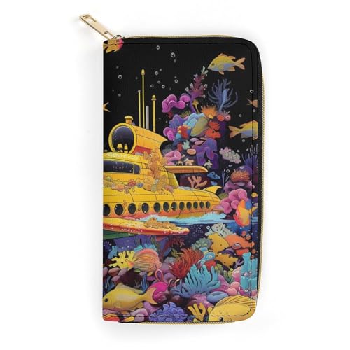 Submarine Wristlet Wallets for Men Women Leather Purse Clutch Cute Card Holder