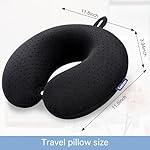Black Travel Neck Pillow Memory Foam Airplane Pillow for Neck and Head Support Soft Portable U Shape Neck Pillow for Plane, Car & Home Office Use - Image 3