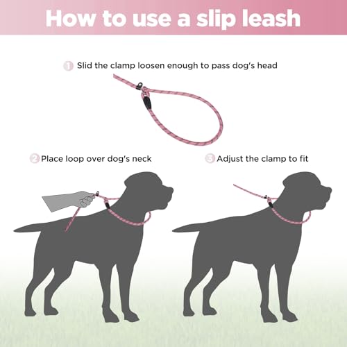 Loutep Slip Lead For Dogs-1.8m Long Rope Dog Leash With Reflective Stitching Slip On Easily With No Collar Or Harness Needed Anti-Choke Dog Slip Lead Ideal For Small Puppy Large & Medium Dogs Training - Image 4