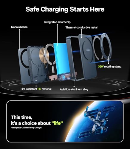 Image of TORRAS 10,000mAh, Qi2 Certified,15W Fast Wireless Portable Charger with USB C Cable, 20W in /Out Wired Charging Power Bank with Stand, Magnetic Battery Pack for iPhone 17 Pro Max /16 /15 /14 /13 /12