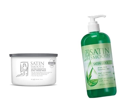 Satin Smooth Waxing Duo: Zinc Oxide Hair Removal Wax And Cool Aloe Vera Skin Soother Gel #TOP27