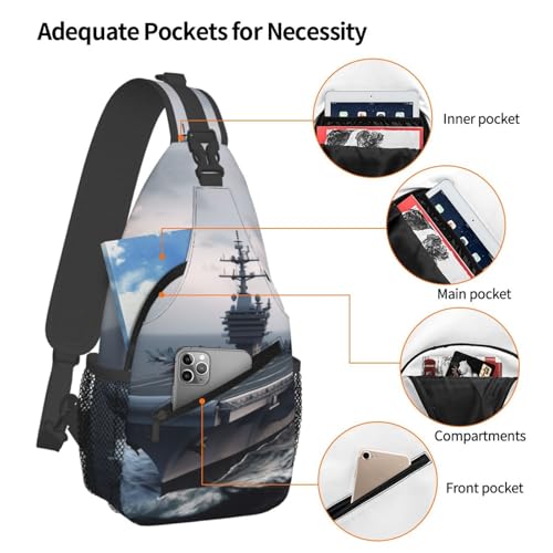 Mochila tipo sling Crossbody negra para exteriores miniatura 3